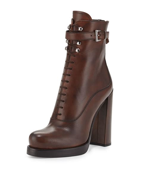 prada laced leather booties|prada chunky heel ankle boots.